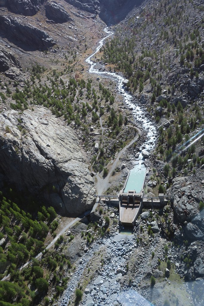 L - Hydroelectric dam in Gornergletscher valley